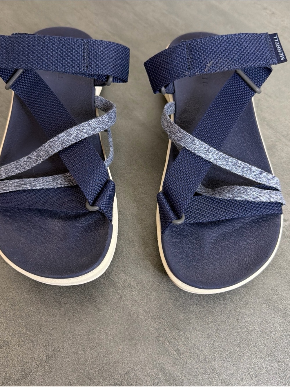 Merrell District 4 Post Mendi Sandals Women’s Size 8 Navy Sea Blue Slip On
